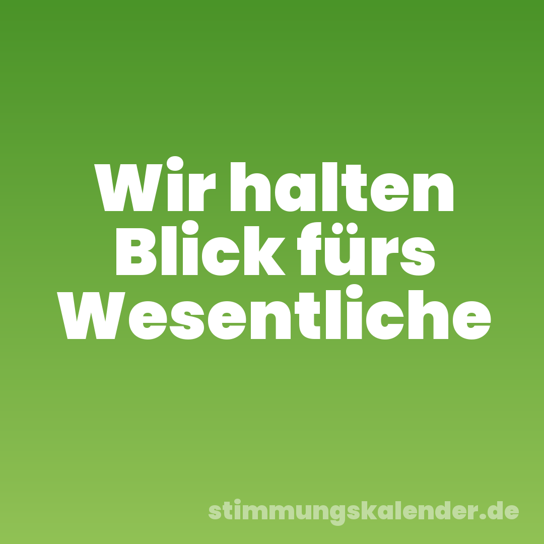 Wir halten Blick fürs Wesentliche