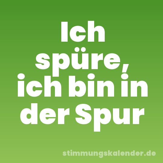 Ich spüre, ich bin in der Spur