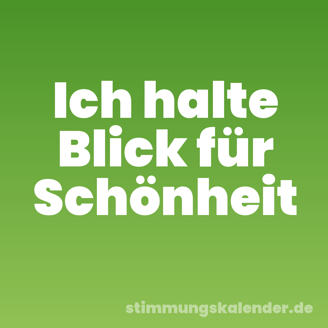 Ich halte Blick für Schönheit