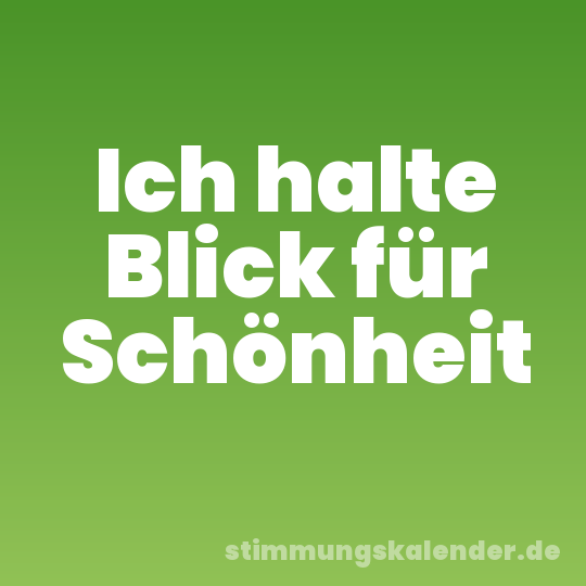 Ich halte Blick für Schönheit