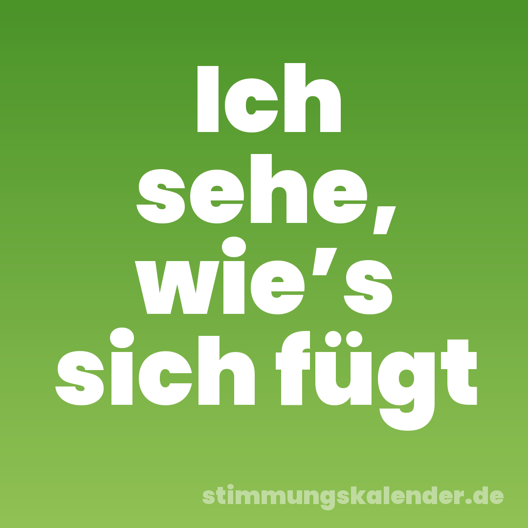 Ich sehe, wie’s sich fügt