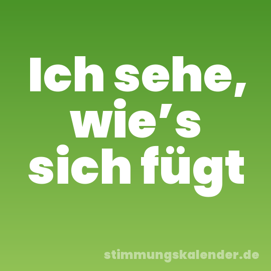 Ich sehe, wie’s sich fügt