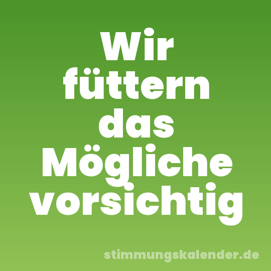 Wir füttern das Mögliche vorsichtig