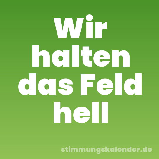 Wir halten das Feld hell