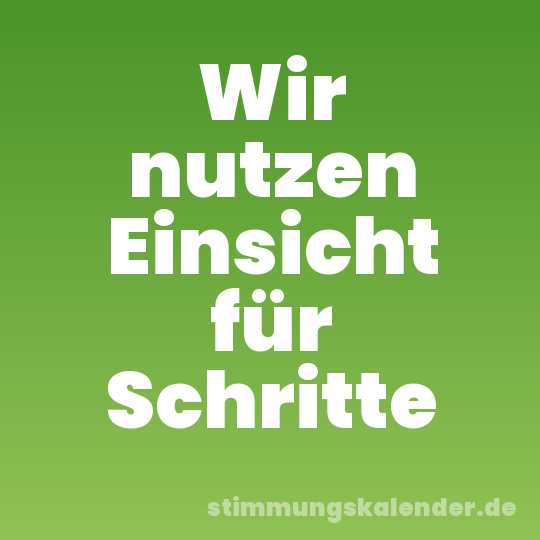 Wir nutzen Einsicht für Schritte