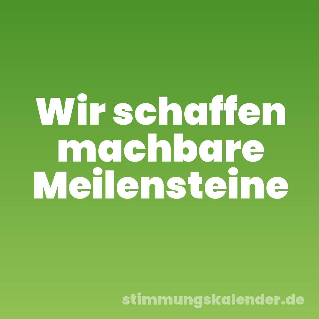 Wir schaffen machbare Meilensteine