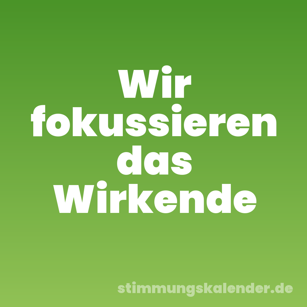 Wir fokussieren das Wirkende