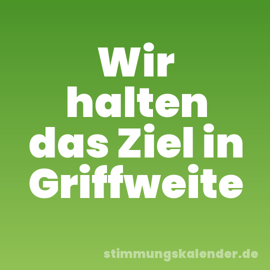 Wir halten das Ziel in Griffweite