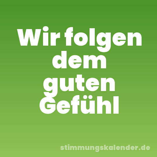 Wir folgen dem guten Gefühl