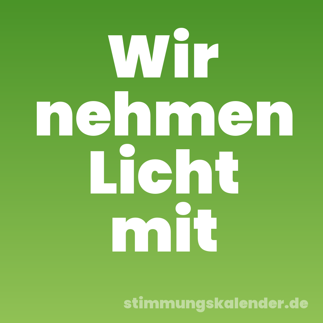 Wir nehmen Licht mit