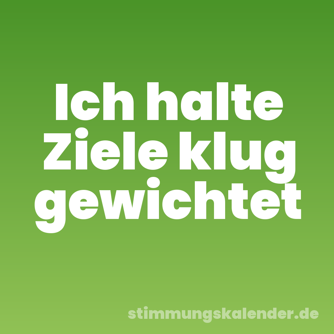 Ich halte Ziele klug gewichtet