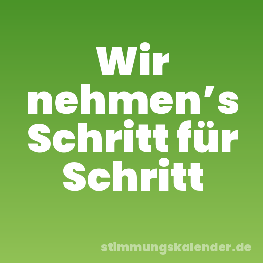 Wir nehmen’s Schritt für Schritt