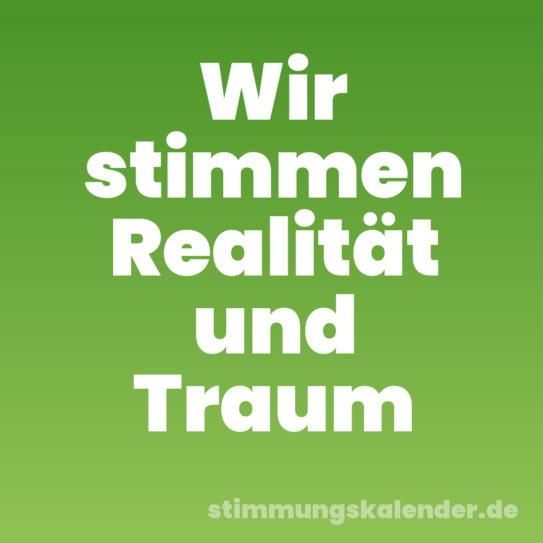 Wir stimmen Realität und Traum