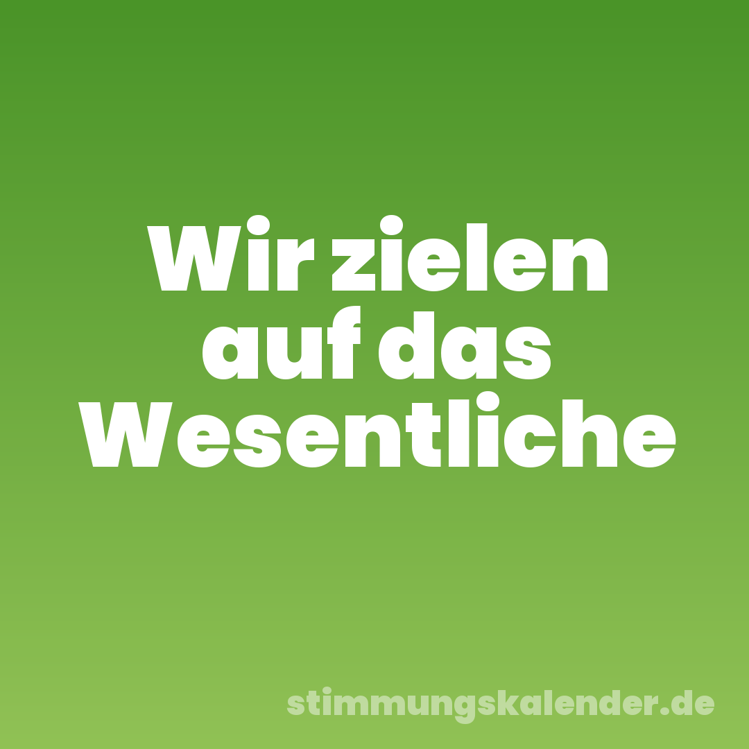 Wir zielen auf das Wesentliche
