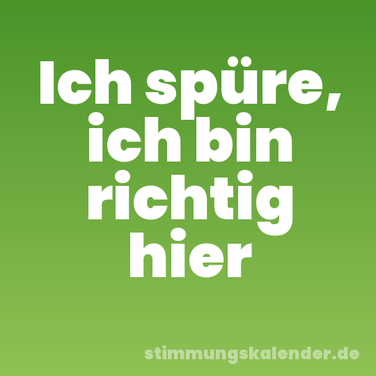 Ich spüre, ich bin richtig hier