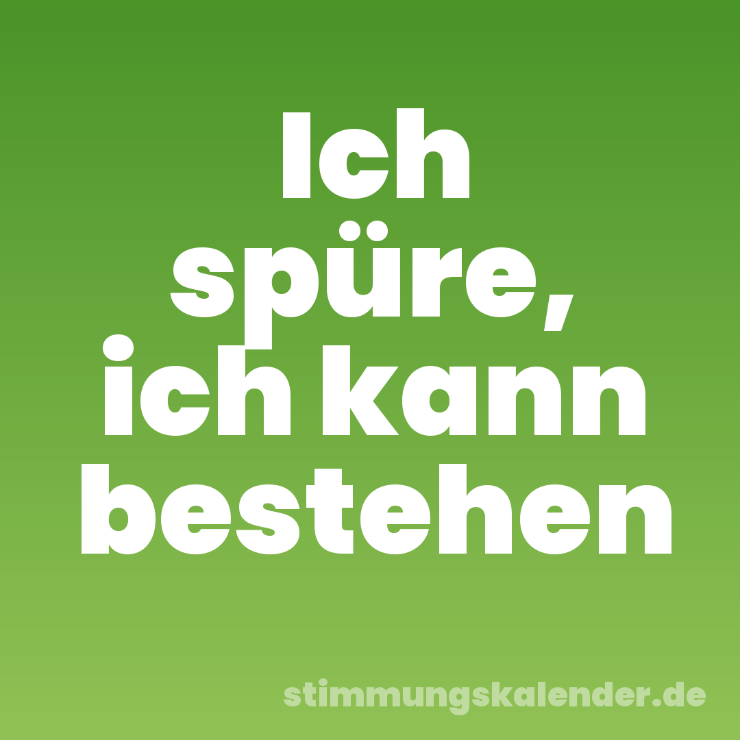 Ich spüre, ich kann bestehen