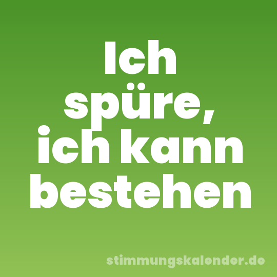 Ich spüre, ich kann bestehen