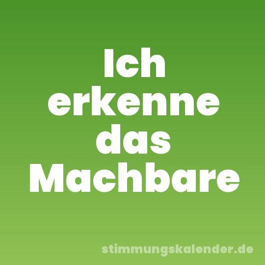 Ich erkenne das Machbare