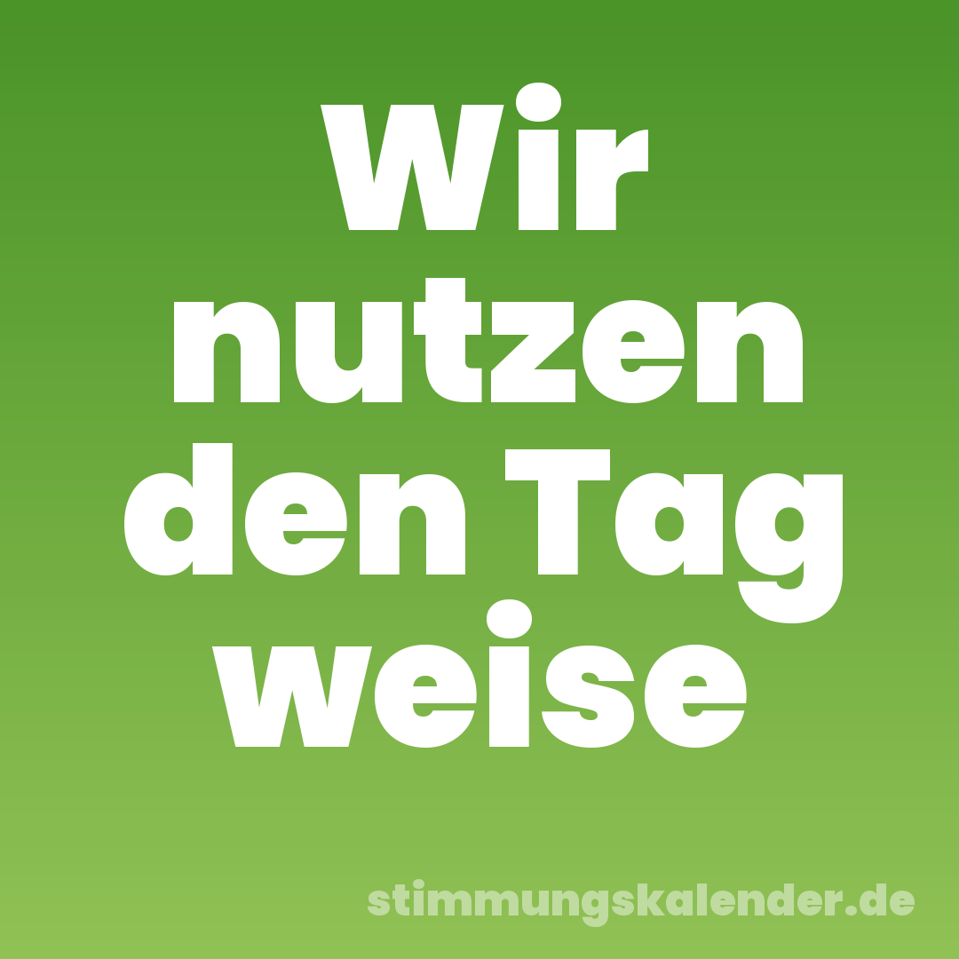 Wir nutzen den Tag weise