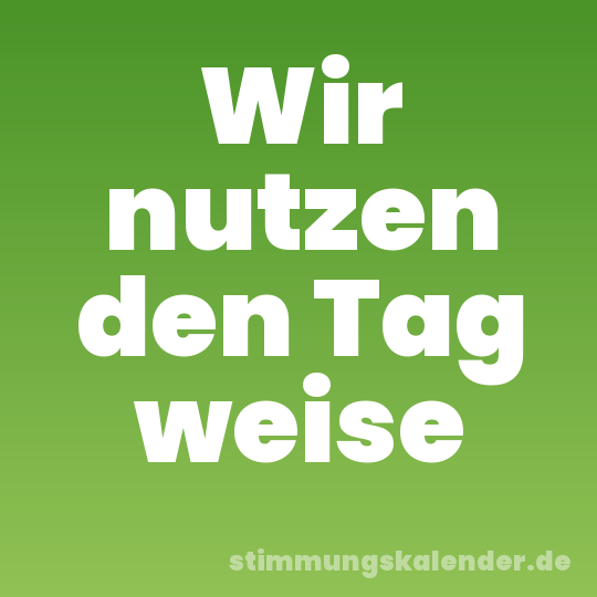 Wir nutzen den Tag weise