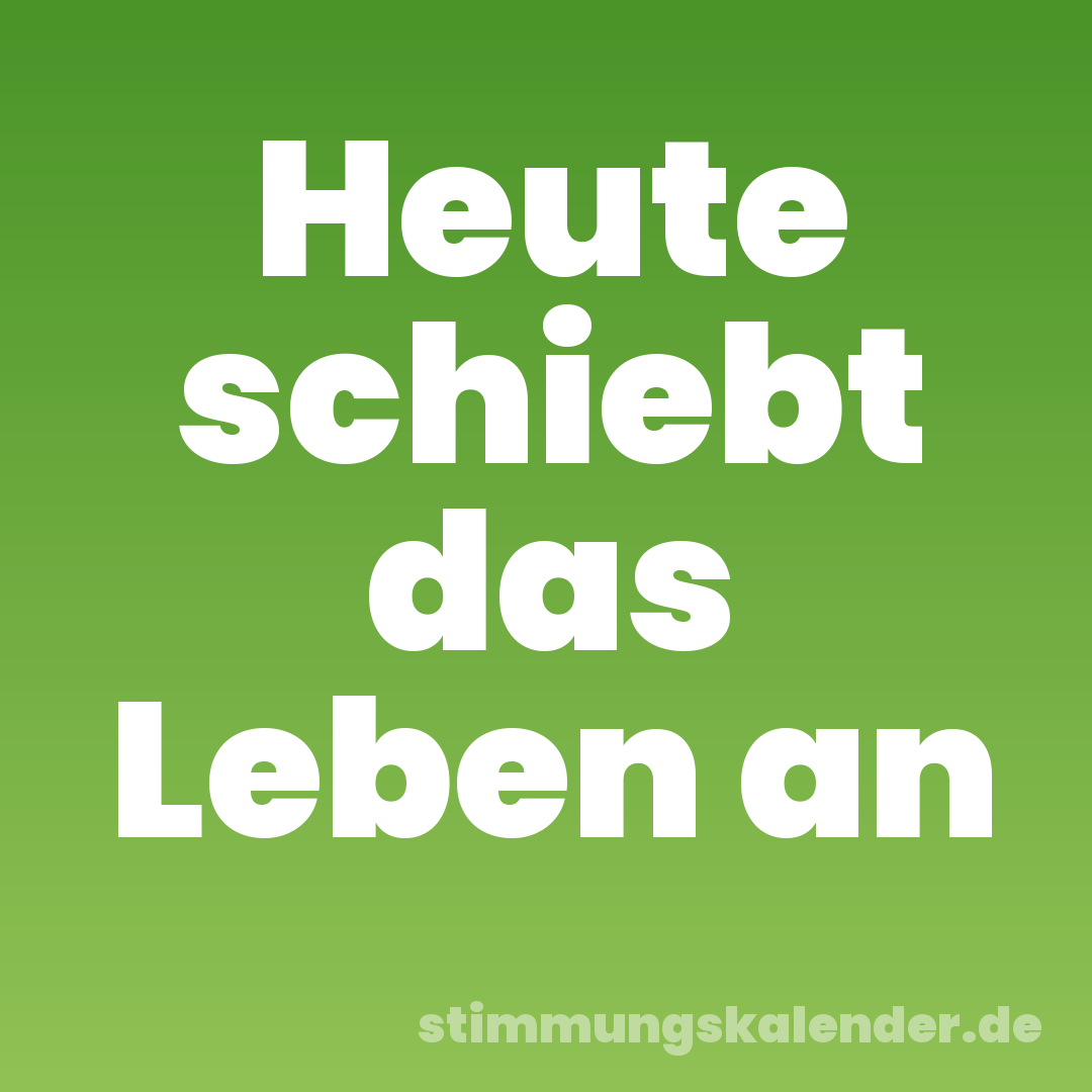 Heute schiebt das Leben an