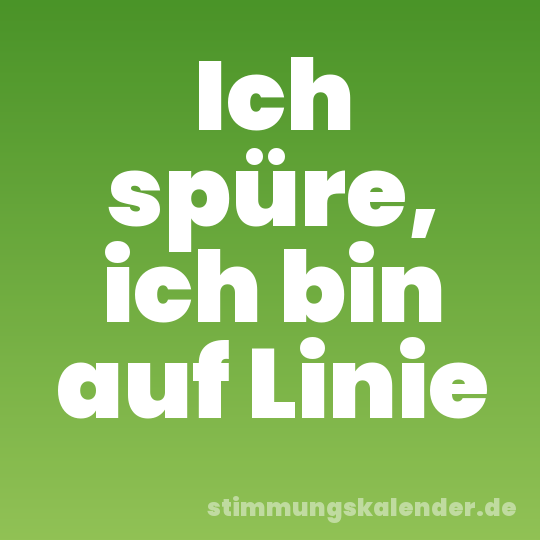 Ich spüre, ich bin auf Linie