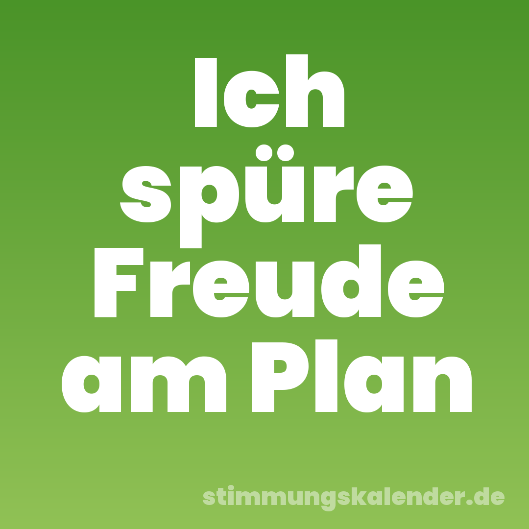Ich spüre Freude am Plan