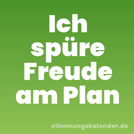 Ich spüre Freude am Plan