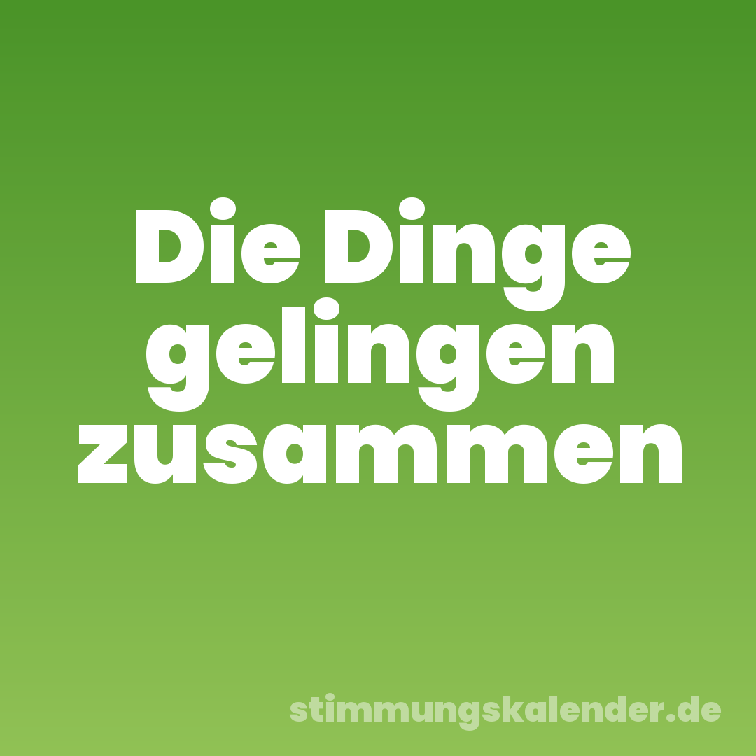 Die Dinge gelingen zusammen