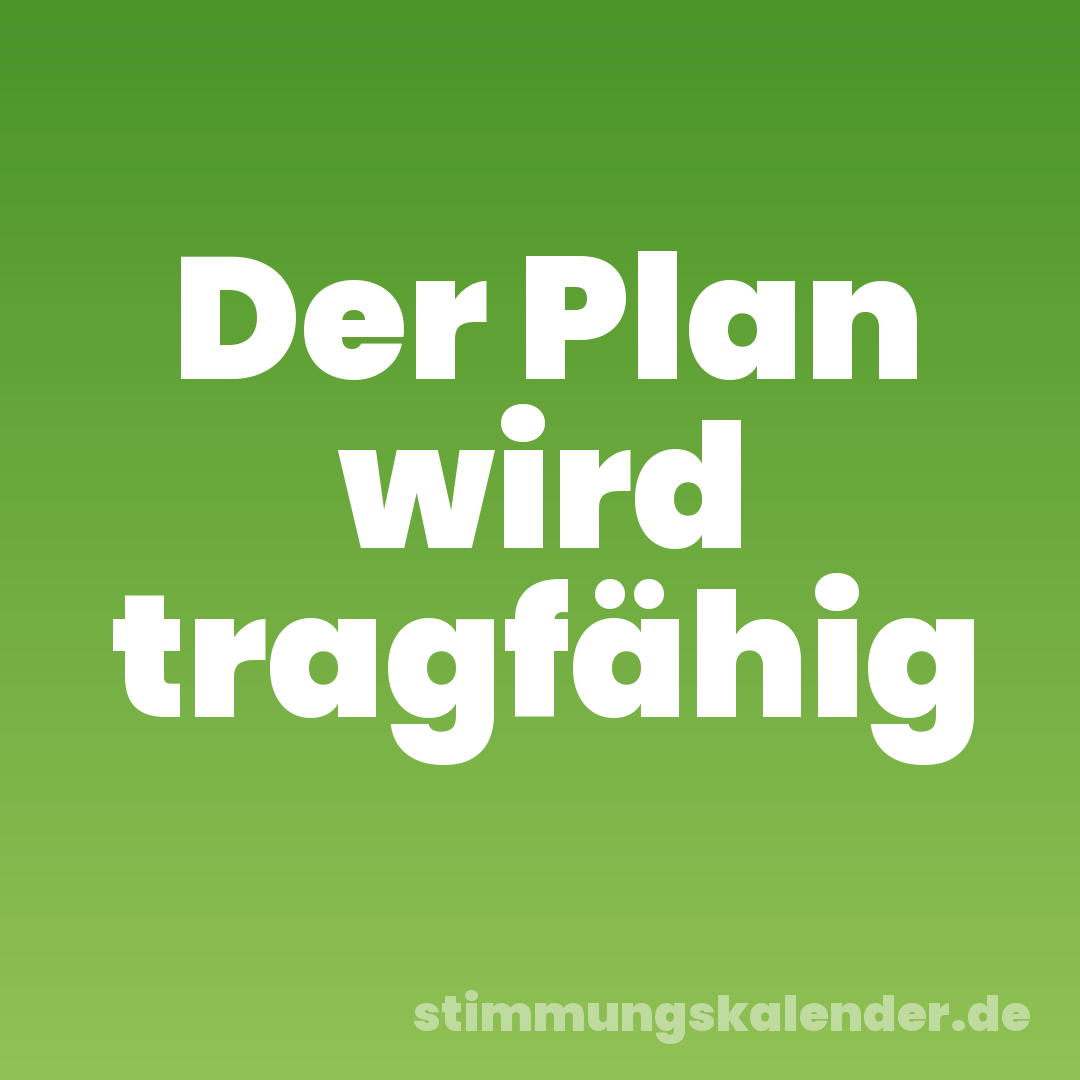 Der Plan wird tragfähig