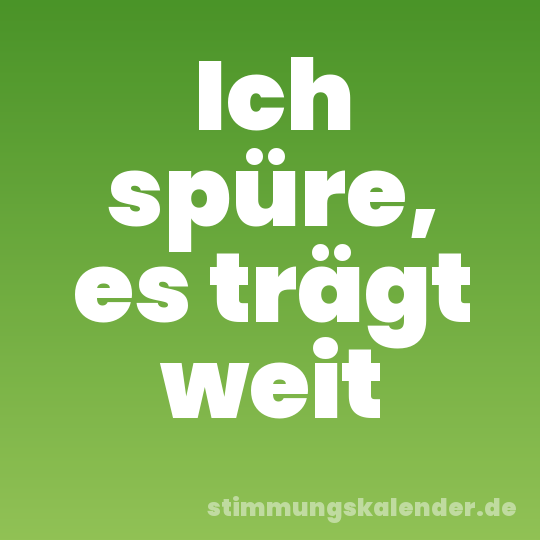 Ich spüre, es trägt weit