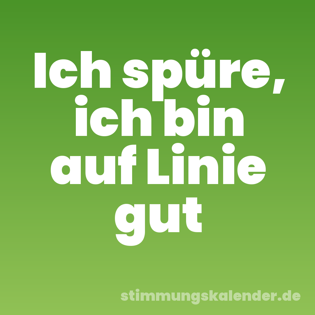 Ich spüre, ich bin auf Linie gut
