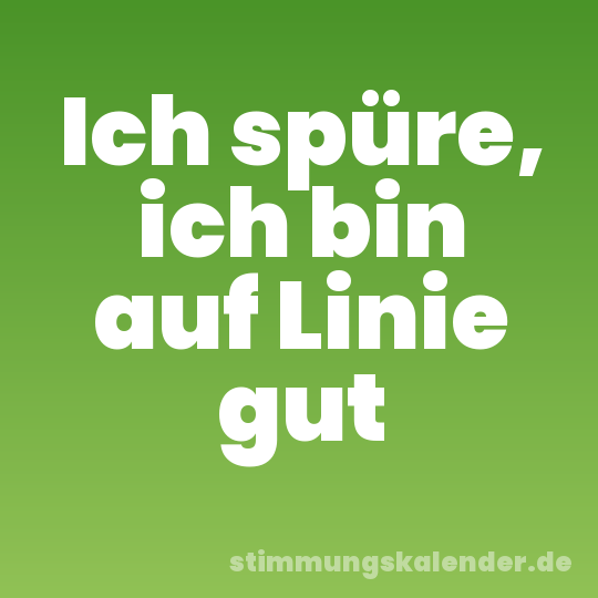 Ich spüre, ich bin auf Linie gut