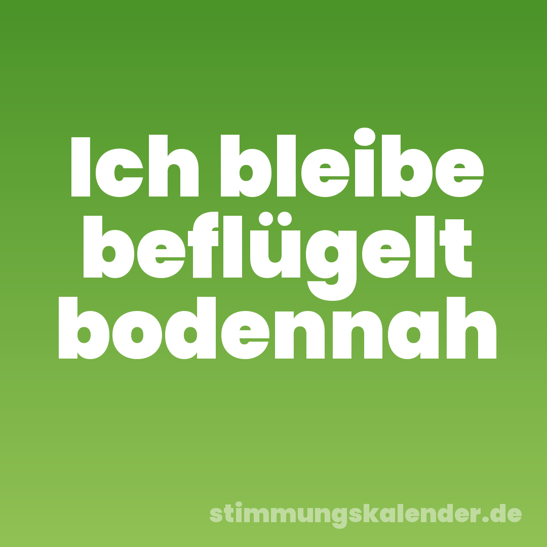 Ich bleibe beflügelt bodennah