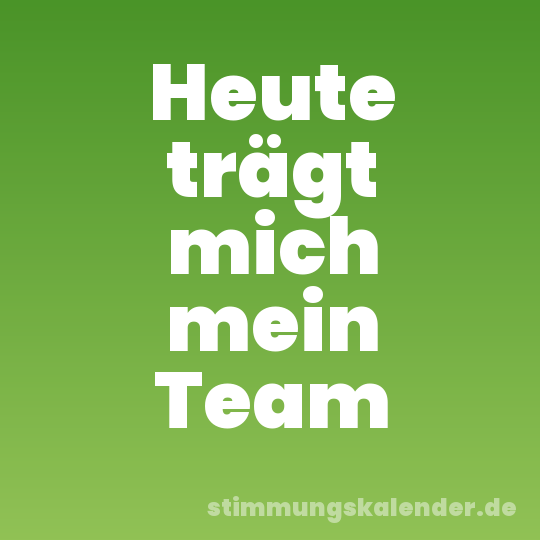 Heute trägt mich mein Team