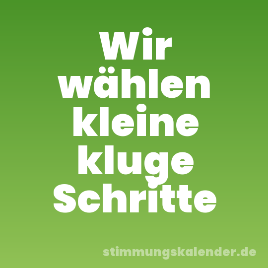 Wir wählen kleine kluge Schritte