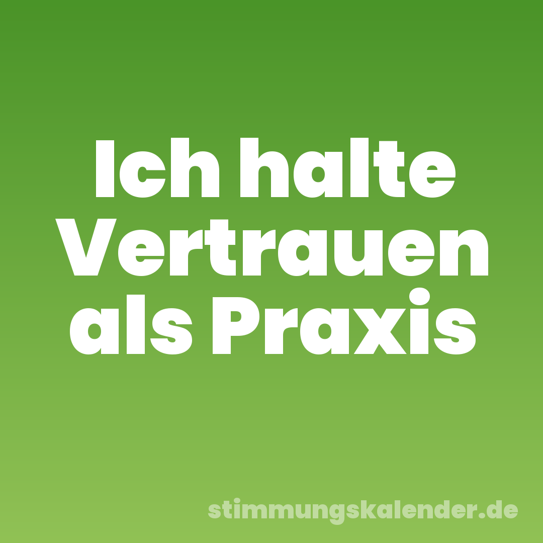 Ich halte Vertrauen als Praxis