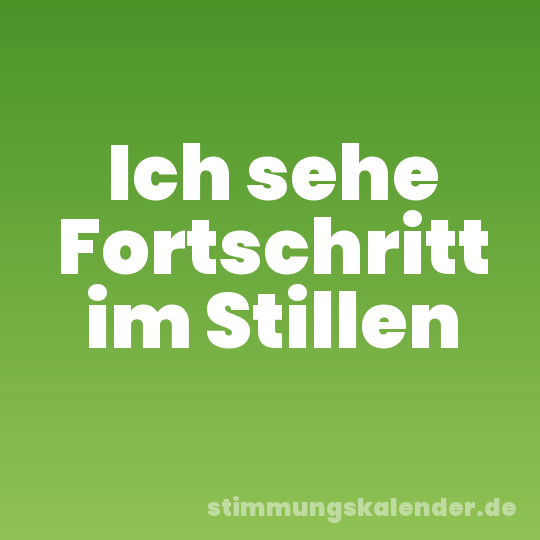 Ich sehe Fortschritt im Stillen