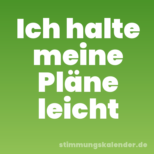 Ich halte meine Pläne leicht