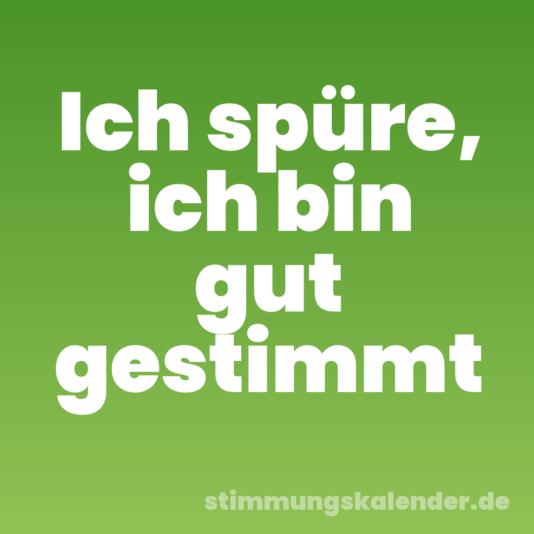Ich spüre, ich bin gut gestimmt