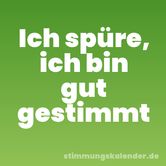 Ich spüre, ich bin gut gestimmt
