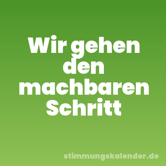 Wir gehen den machbaren Schritt