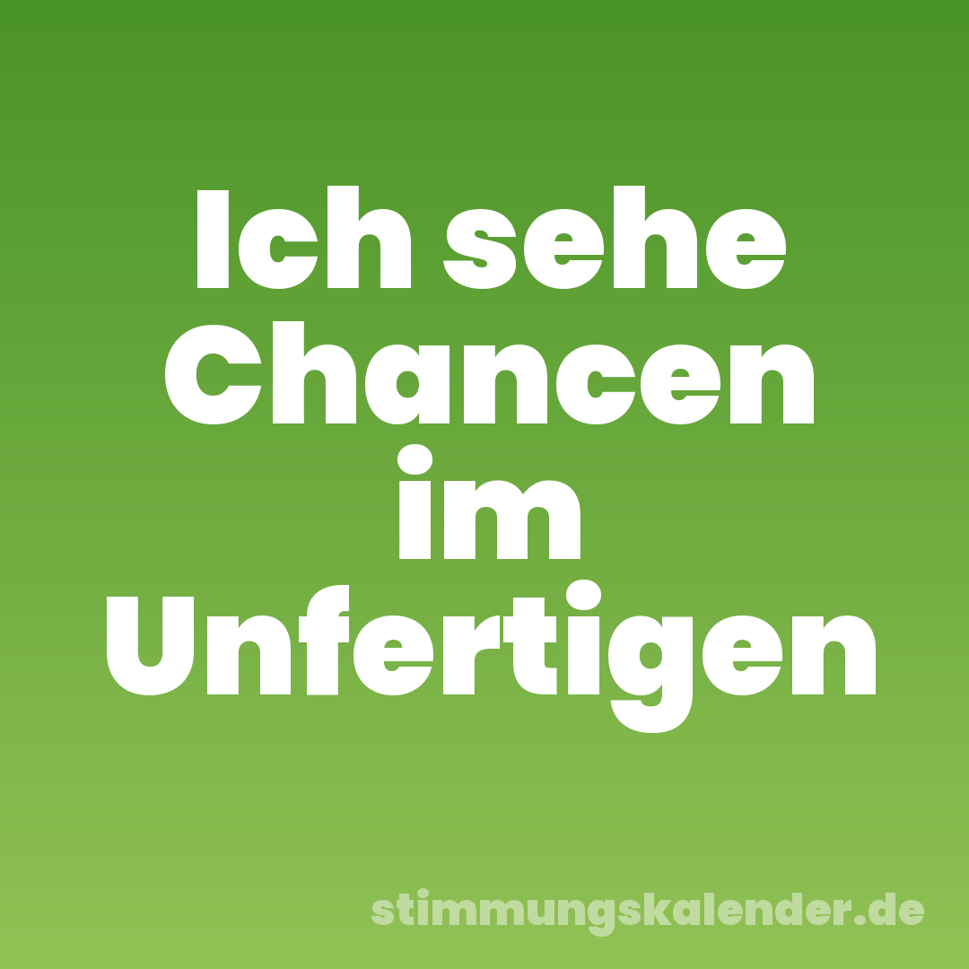 Ich sehe Chancen im Unfertigen