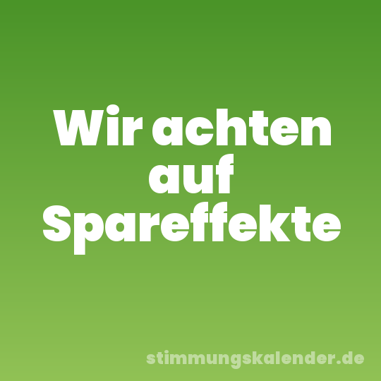 Wir achten auf Spareffekte