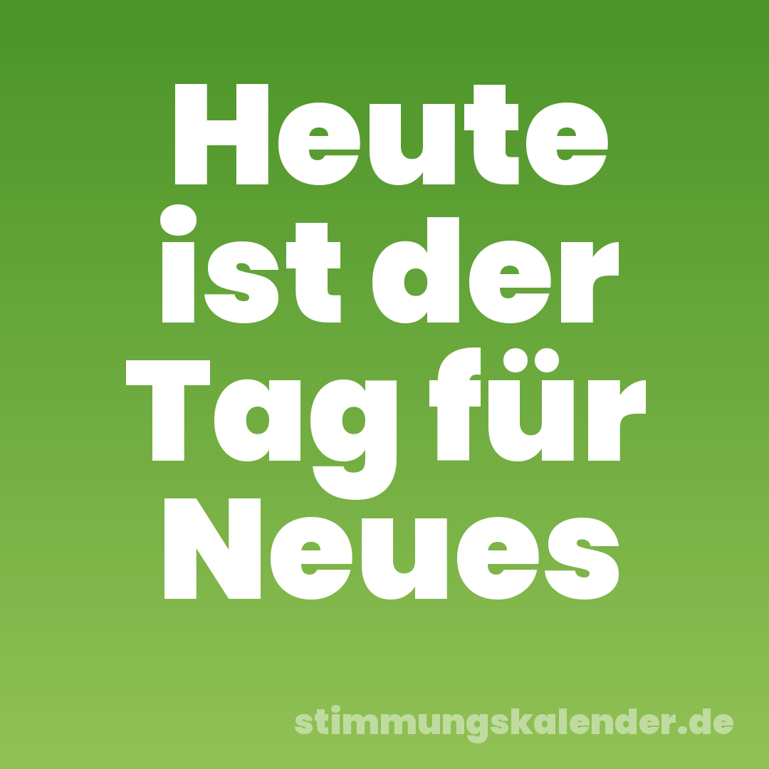 Heute ist der Tag für Neues