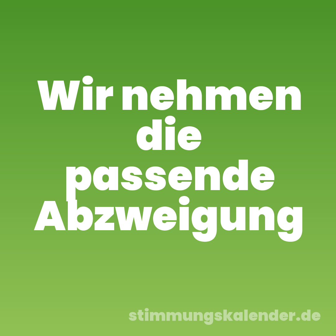 Wir nehmen die passende Abzweigung