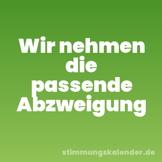 Wir nehmen die passende Abzweigung
