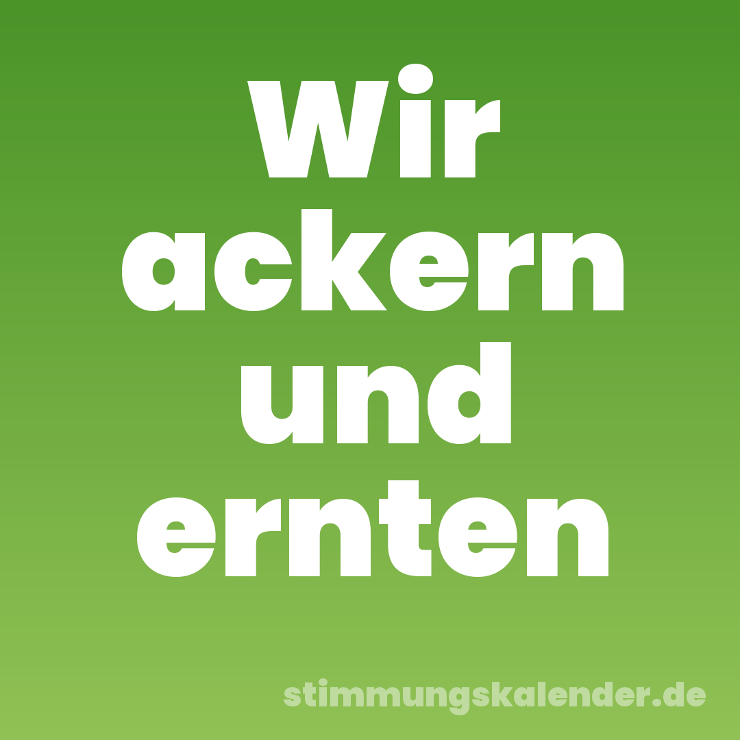 Wir ackern und ernten