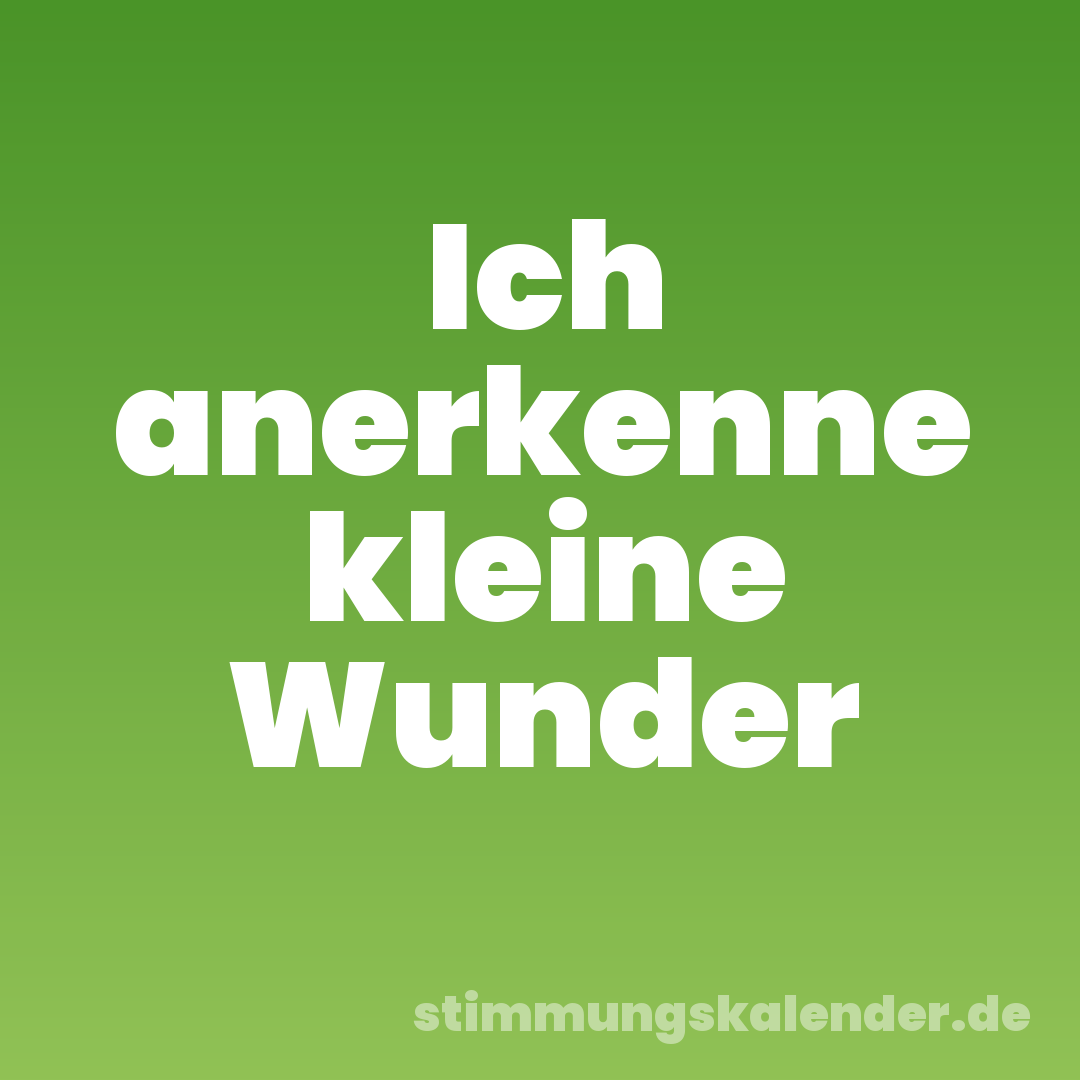 Ich anerkenne kleine Wunder