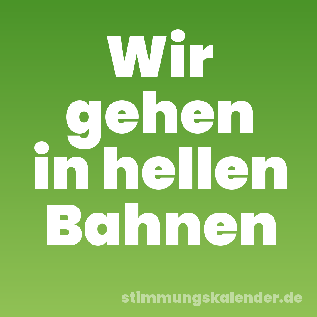 Wir gehen in hellen Bahnen